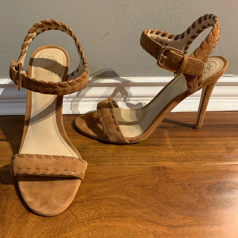 Guess Brown Suede Sandal Heels